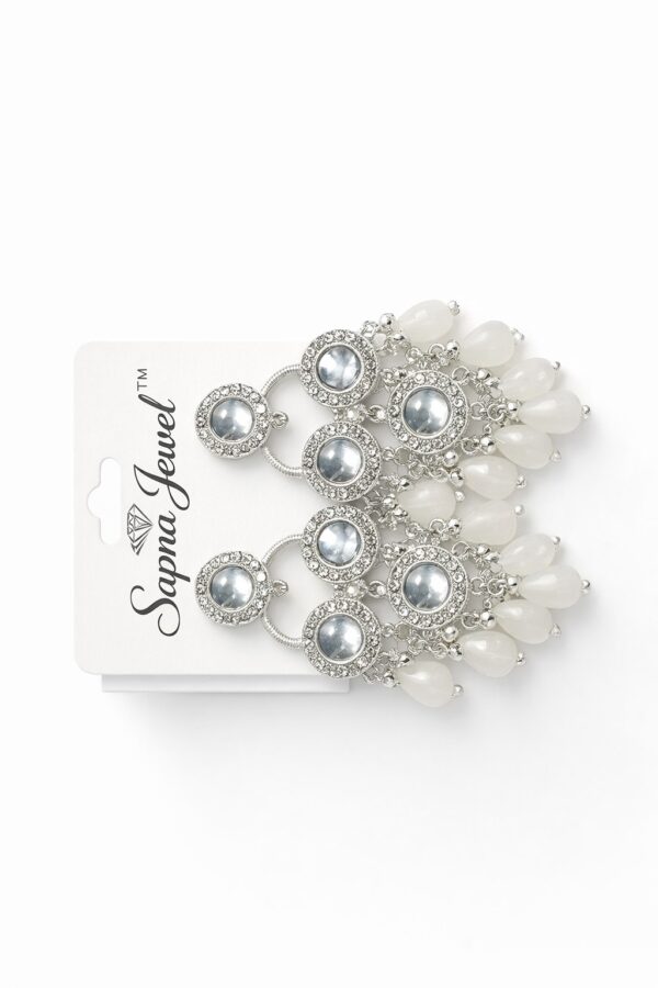 Elegant White - Tone Chandbali Jhumka